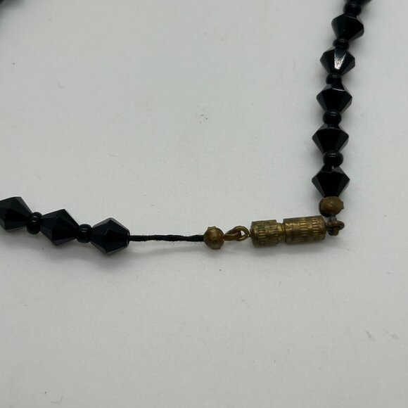 Antique Black Glass Beaded Necklace, 50 inches early 1900s  Flapper Length - Picture 13 of 13